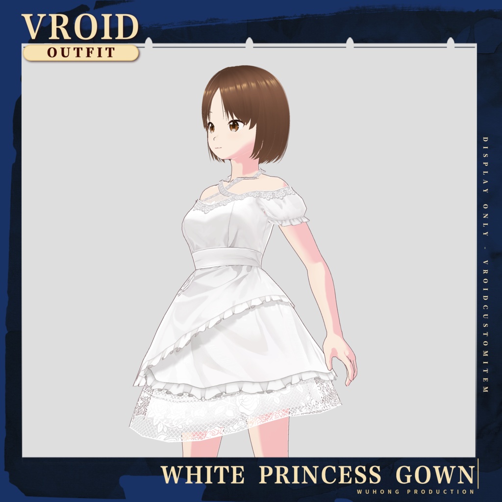【 Vroid 】White Princess Gown | Princess Dress | 白いプリンセスドレス | ドレス