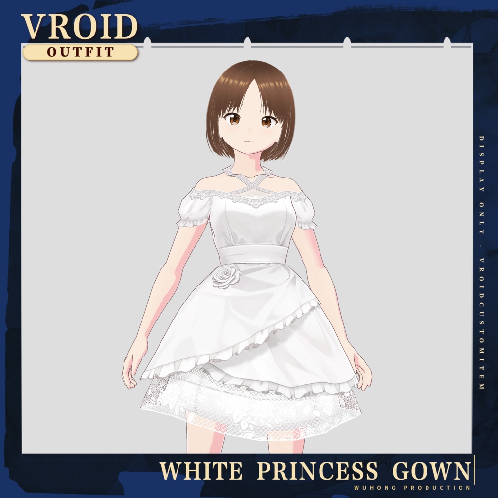 【 Vroid 】White Princess Gown | Princess Dress | 白いプリンセスドレス | ドレス