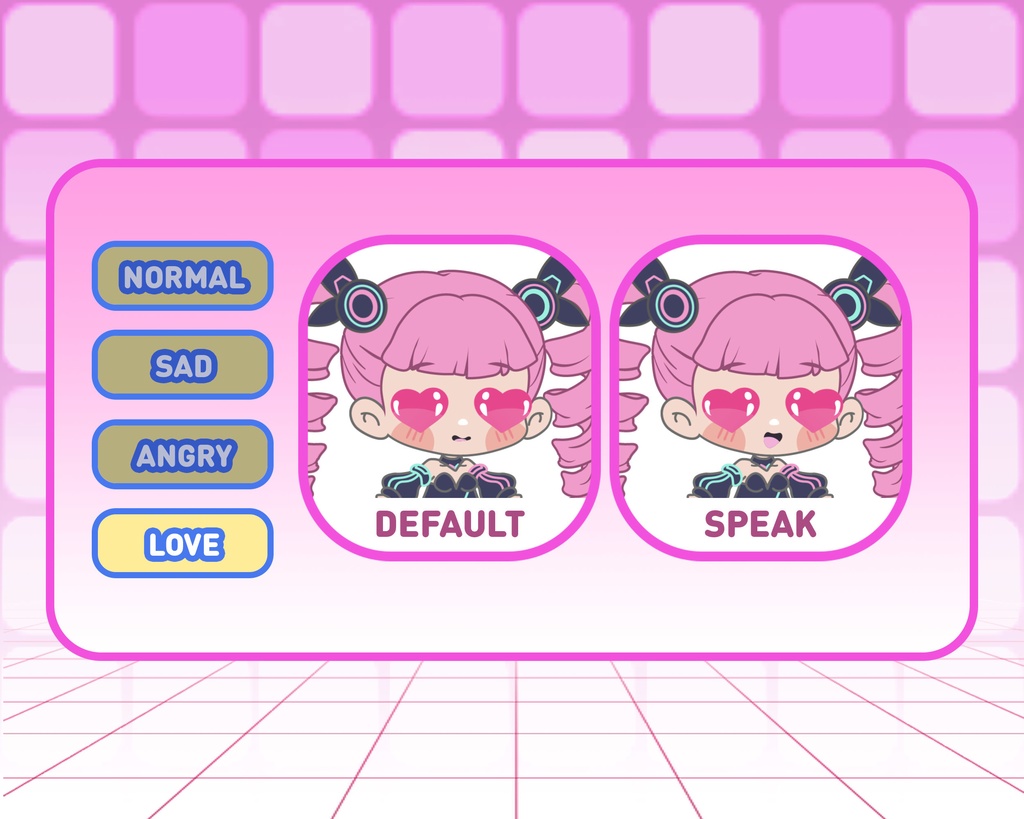 PNGTuber - Cybergoth Princess | Kawaii | Cute | Chibii | OBS | Discord | Ready to use