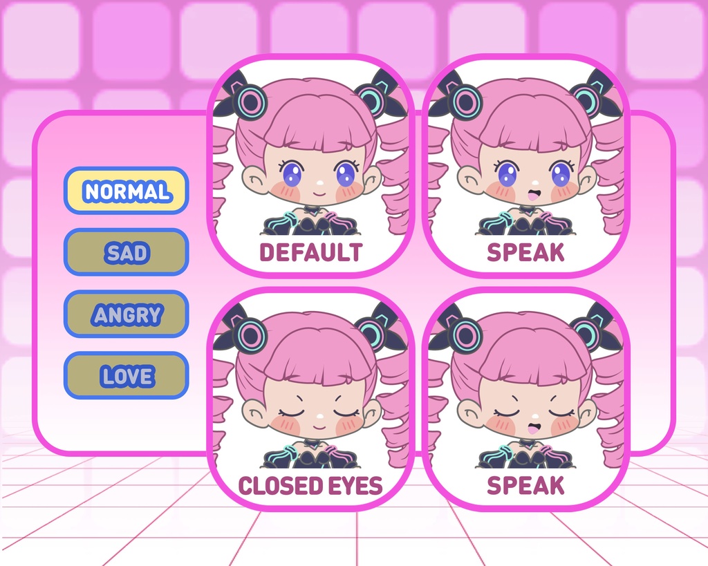 PNGTuber - Cybergoth Princess | Kawaii | Cute | Chibii | OBS | Discord | Ready to use