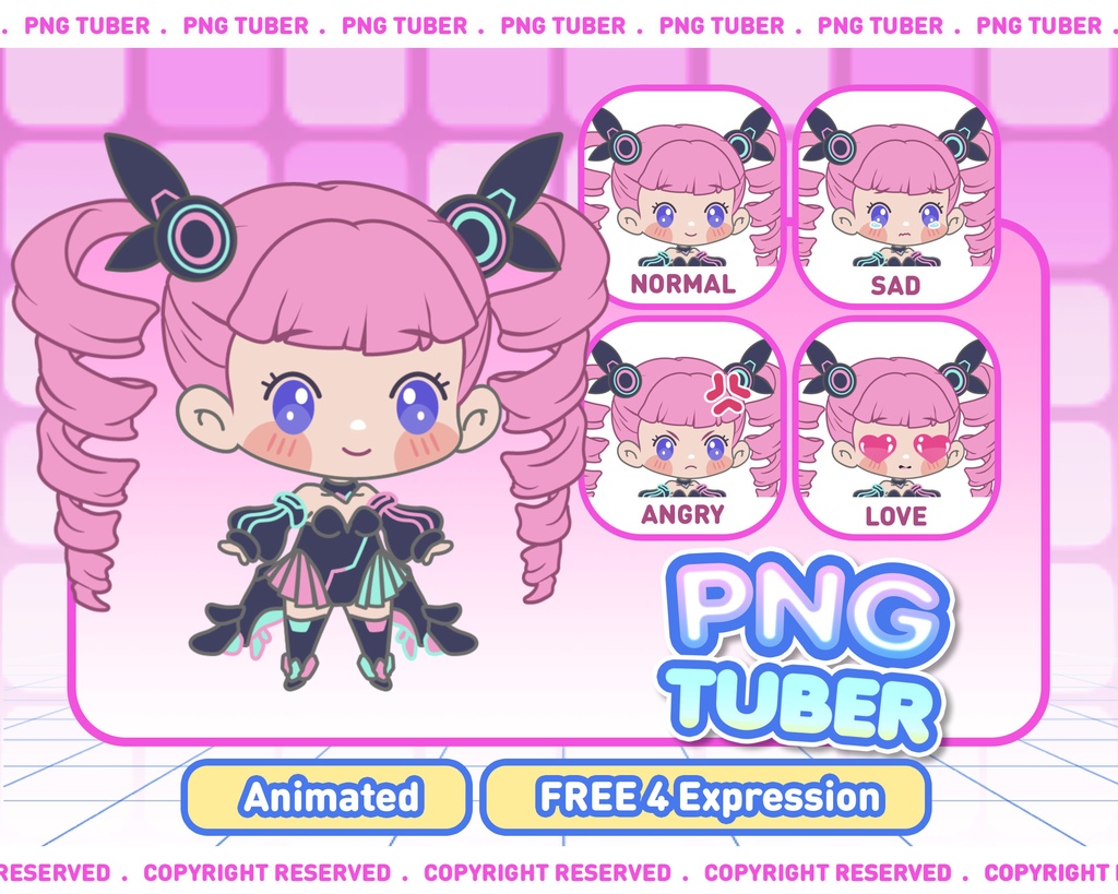 PNGTuber - Cybergoth Princess | Kawaii | Cute | Chibii | OBS | Discord | Ready to use