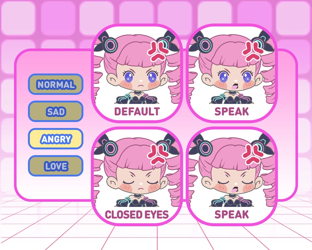 PNGTuber - Cybergoth Princess | Kawaii | Cute | Chibii | OBS | Discord | Ready to use