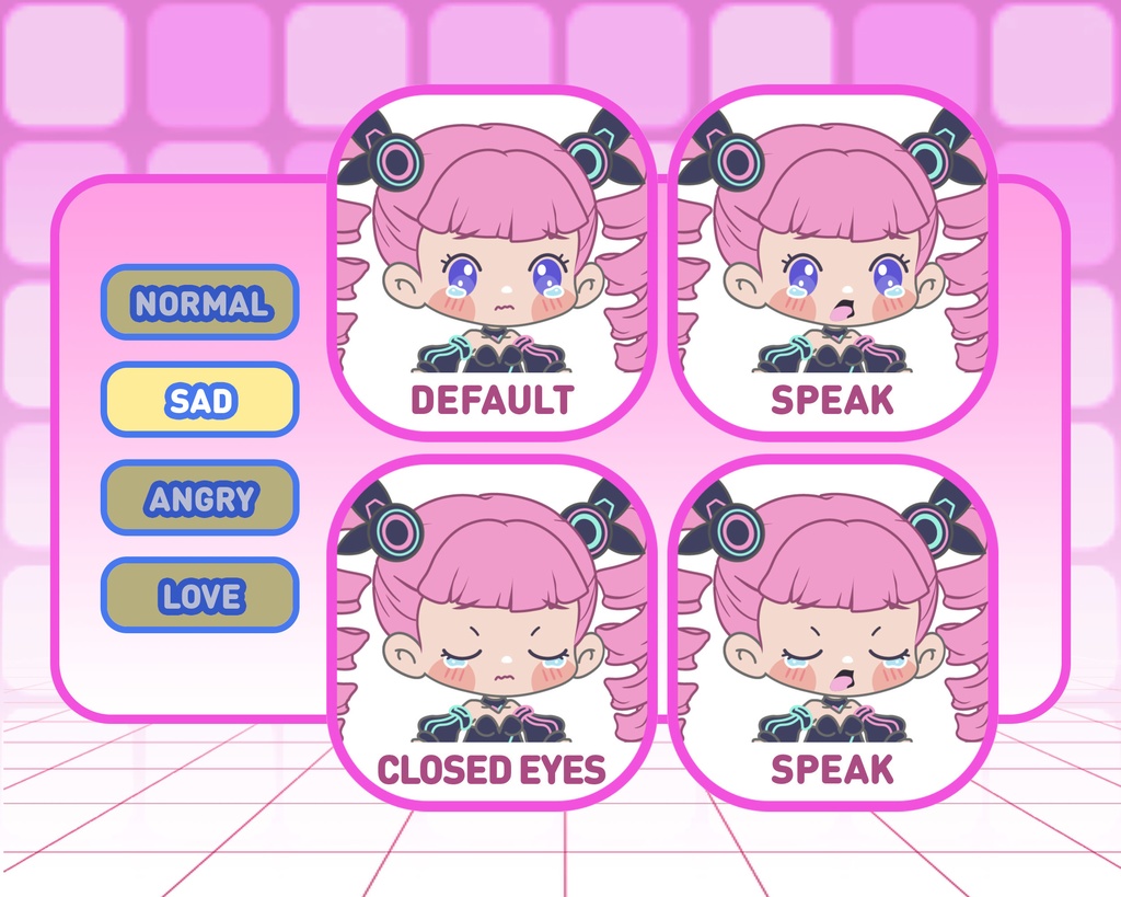 PNGTuber - Cybergoth Princess | Kawaii | Cute | Chibii | OBS | Discord | Ready to use