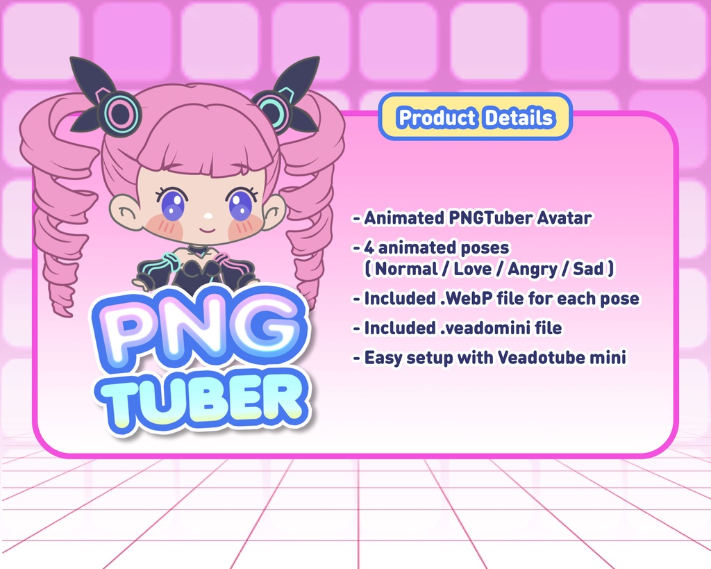 PNGTuber - Cybergoth Princess | Kawaii | Cute | Chibii | OBS | Discord | Ready to use