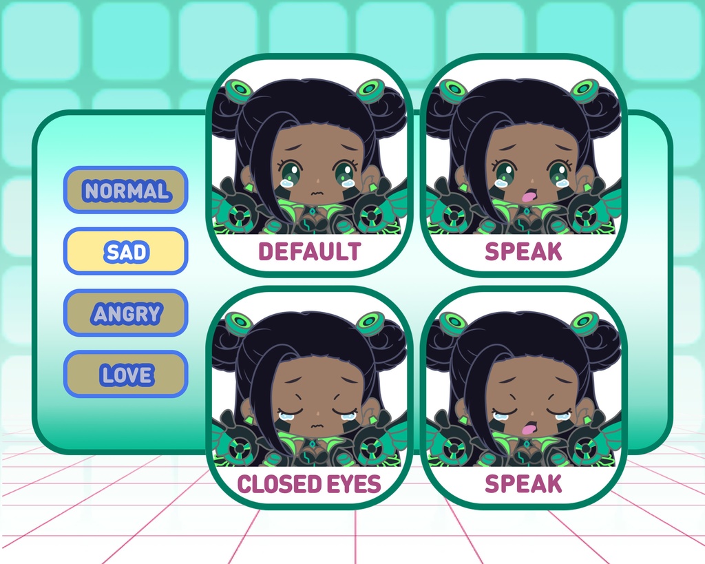 PNGTuber - Emerald Valkyrie | Kawaii | Cute | Chibii | OBS | Discord | Ready to use