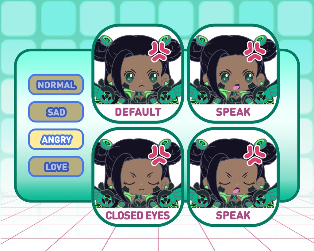 PNGTuber - Emerald Valkyrie | Kawaii | Cute | Chibii | OBS | Discord | Ready to use