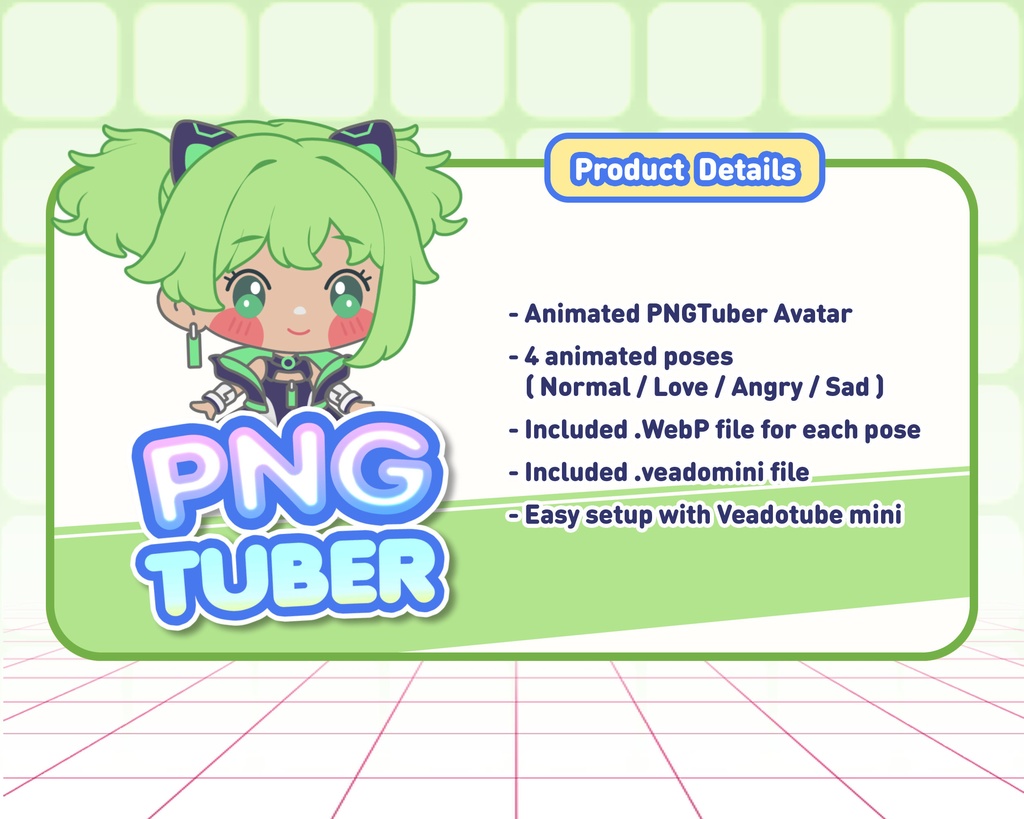 PNGTuber - Luna Whisker | Kawaii | Cute | Chibii | OBS | Discord | Ready to use