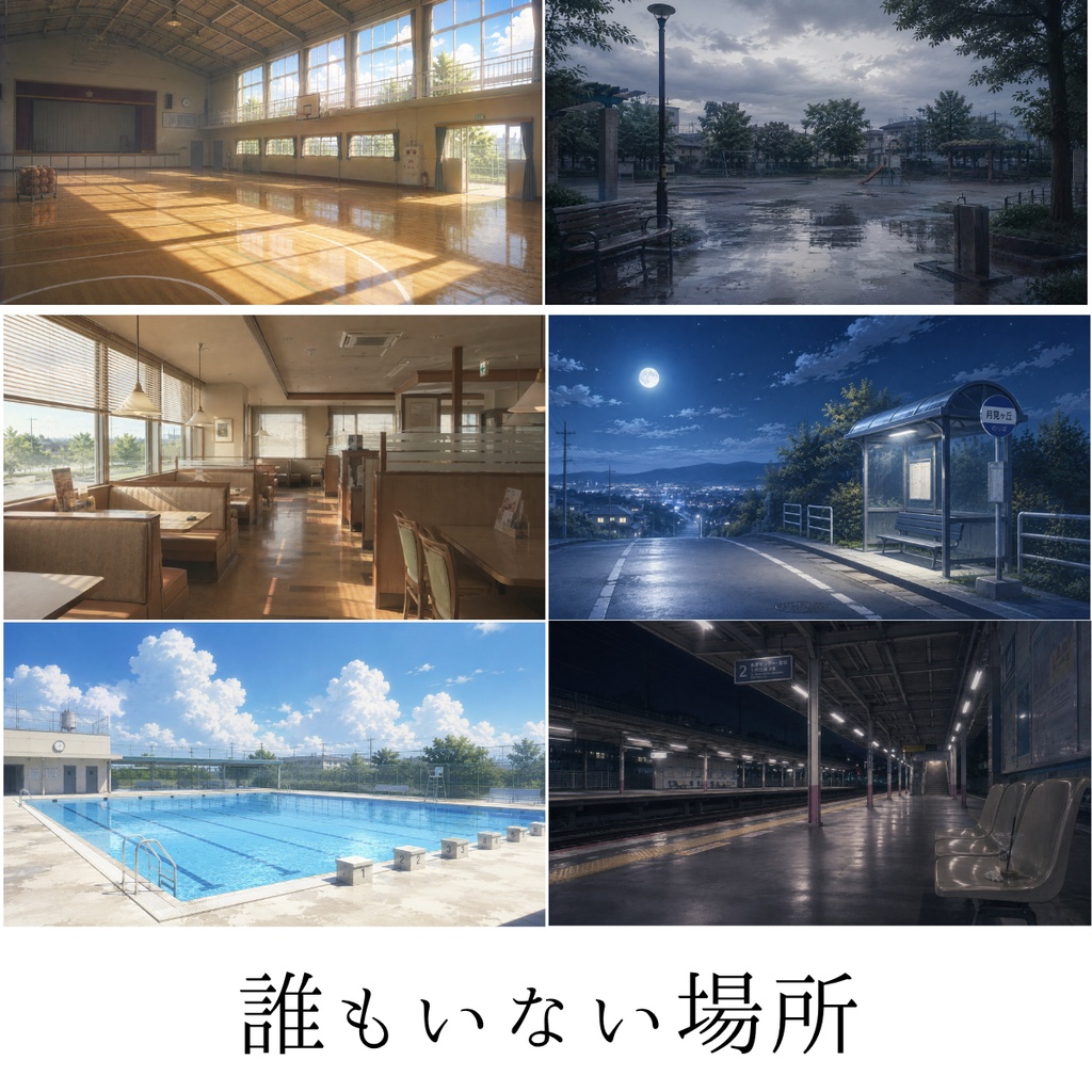 【期間限定0円】誰もいない場所|配信用背景・背景素材10枚|1920×1080px