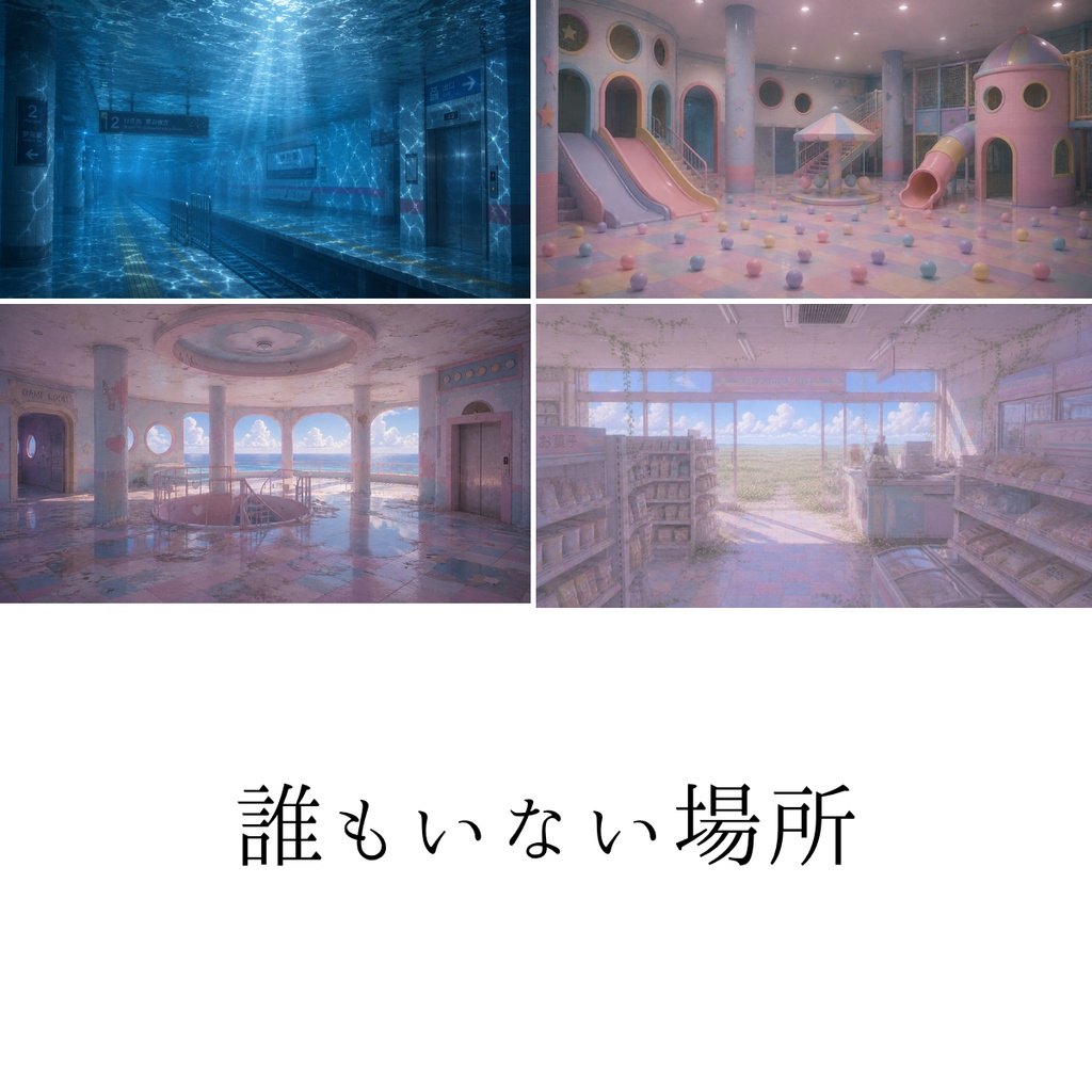 【期間限定0円】誰もいない場所_ドリームコア風 夢のような背景素材10枚/配信用背景・背景素材10枚/1920×1080px