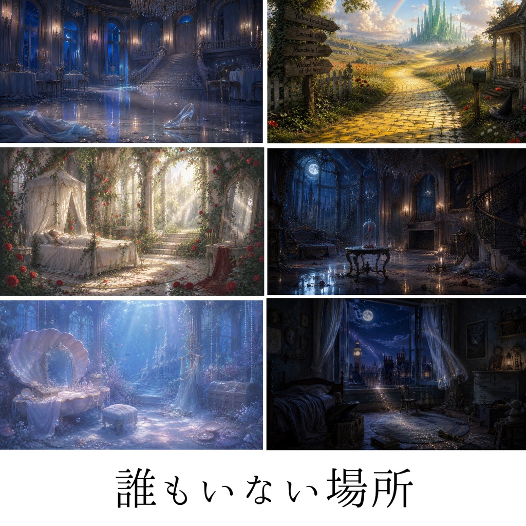 【期間限定0円】誰もいない場所_忘れられた童話 幻想的な背景素材10枚/配信用背景・背景素材10枚/1920×1080px
