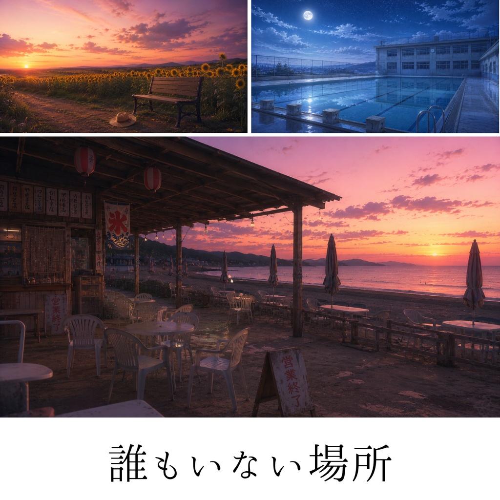 【夏の背景素材/スマホ壁紙】誰もいない場所。|夏の風景・背景15枚|スマホ用壁紙15枚|配信用・動画・TRPG・創作|1920×1080px