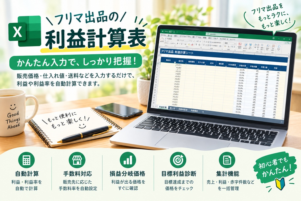 フリマ出品 利益計算テンプレート