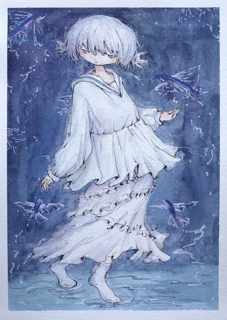 イラスト原画 海の上