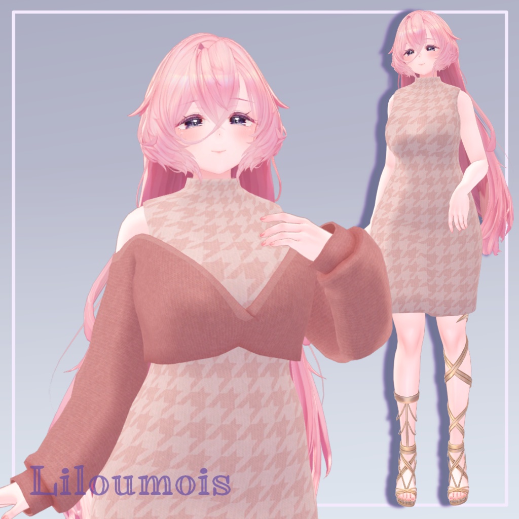 【MA設定済み】カーデ付きニットワンピ【8アバター対応】