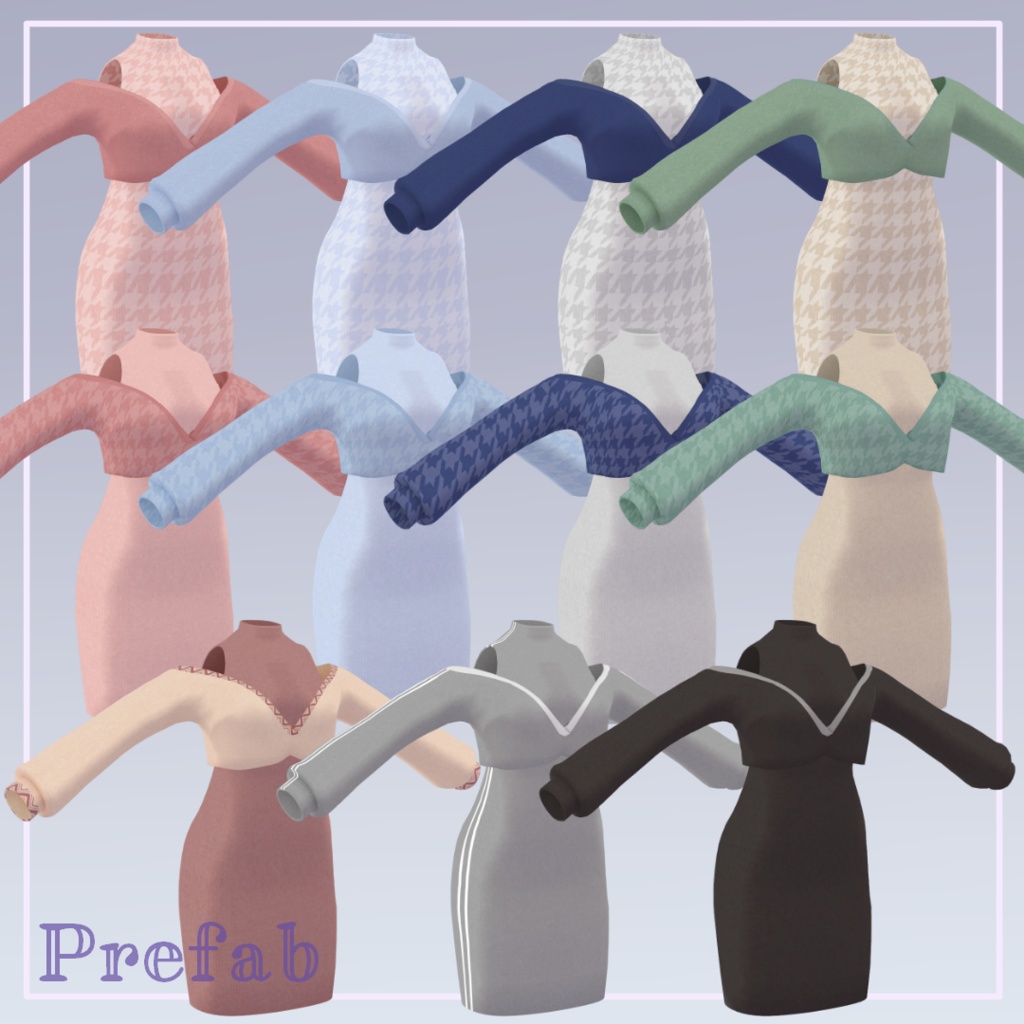 【MA設定済み】カーデ付きニットワンピ【8アバター対応】