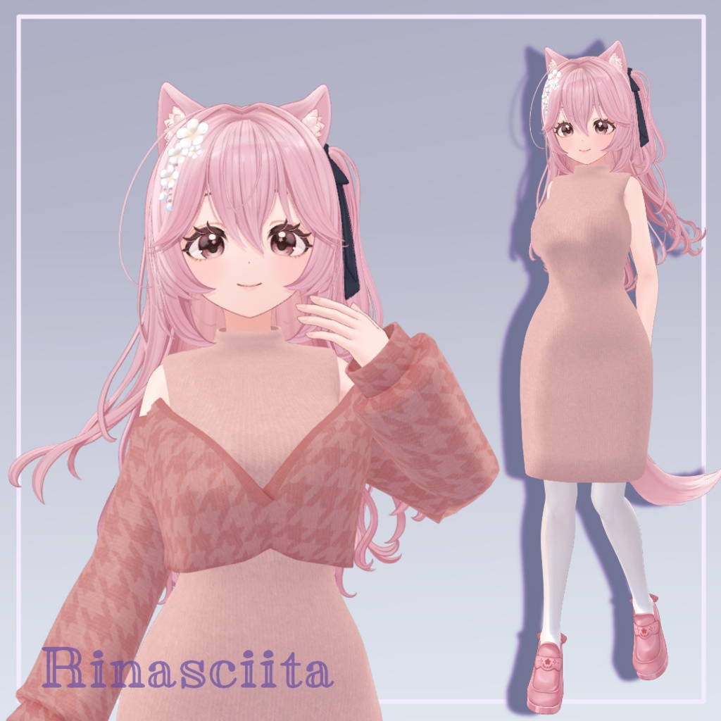 【MA設定済み】カーデ付きニットワンピ【8アバター対応】