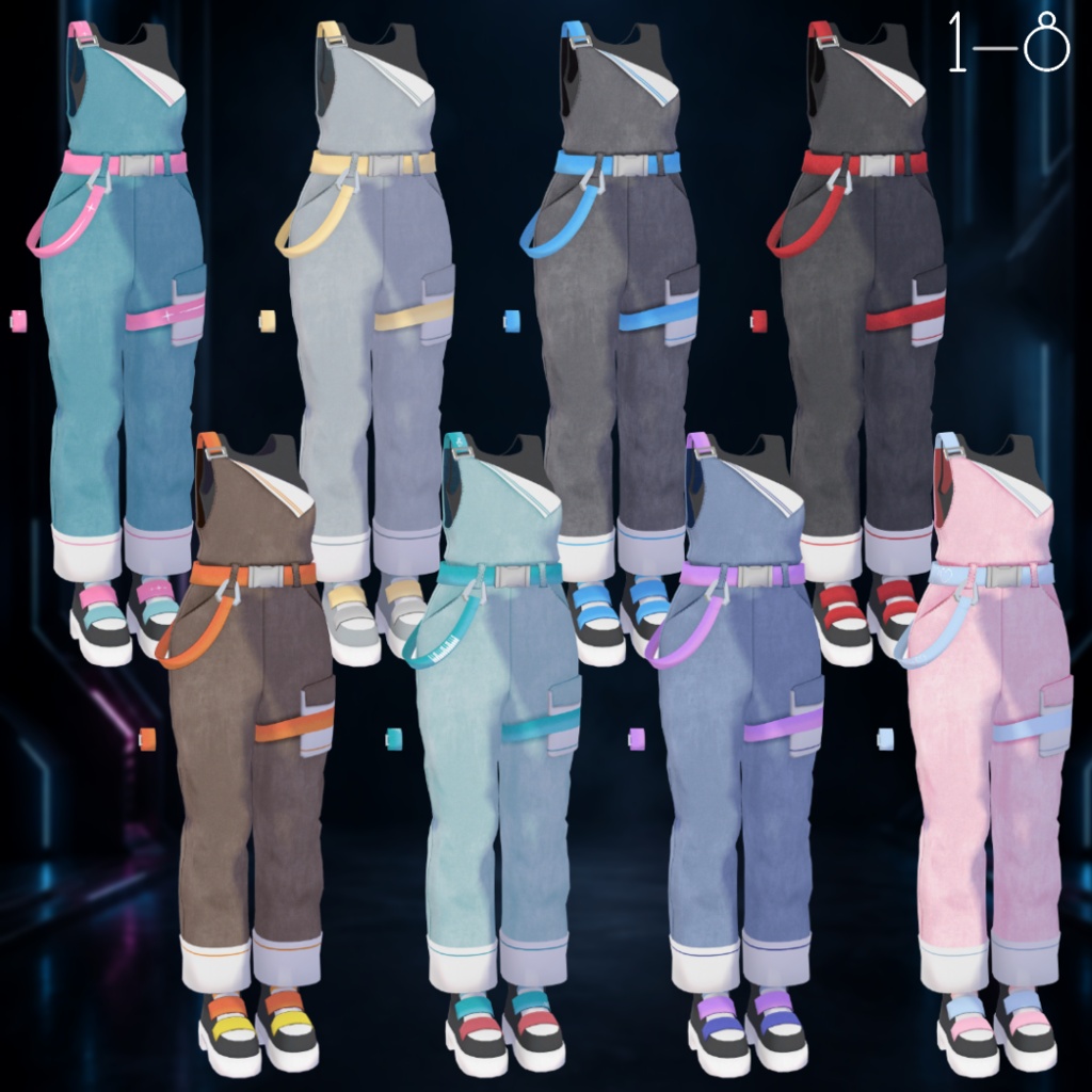【+Head・MARUBODY他】Neon Pop Workwear【12アバター対応】