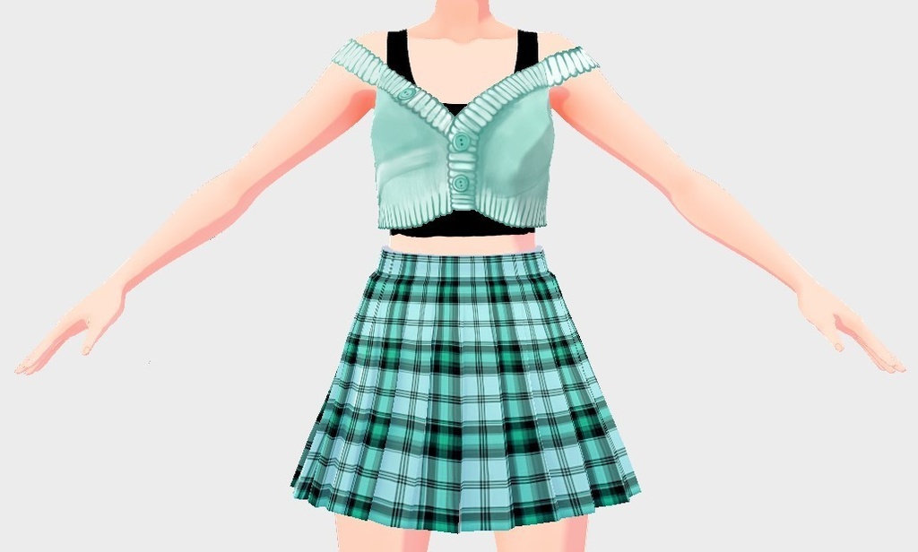 Soft Seafoam Plaid Skirt