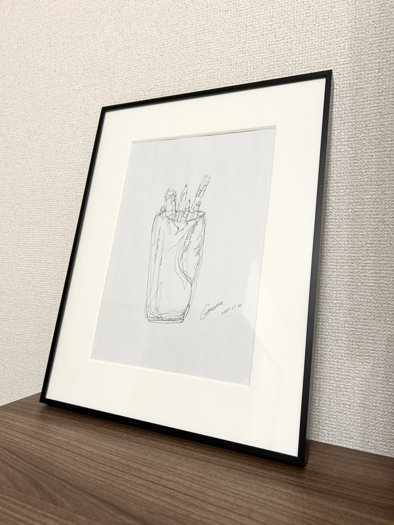 「思い出ペン立て」アート作品/ペン画/ペン画アート/ペンアート