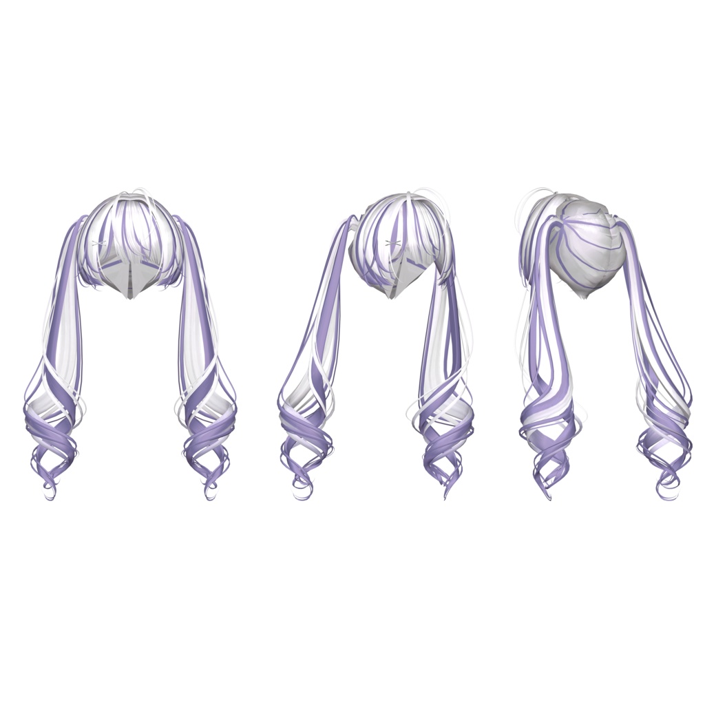 【GLAY Unknown - Lop Rabbit Two side Twin Tail Hair】 - Highlights Color Texture