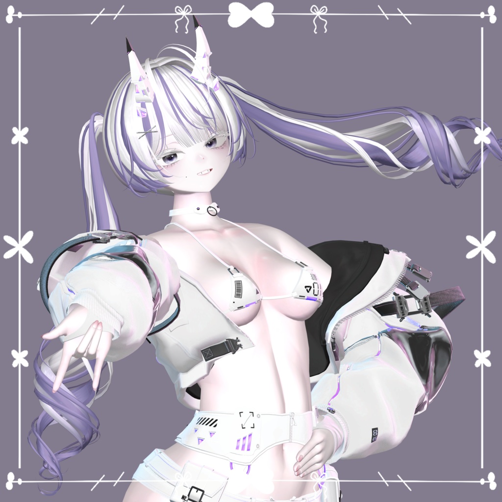 【GLAY Unknown - Lop Rabbit Two side Twin Tail Hair】 - Highlights Color Texture