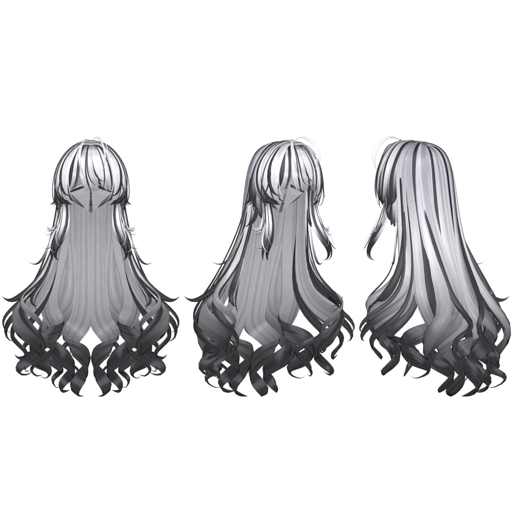 【GLAY Unknown - Lop Rabbit Two side Twin Tail Hair】 - Highlights Color Texture