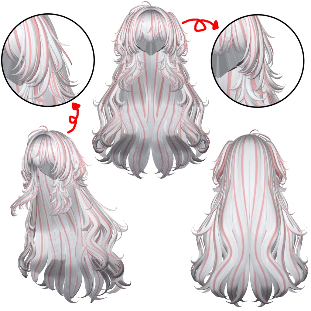 【GLAY Unknown - Lazy Cat Two Side Twin Tail Hair】 - Highlights Color Texture