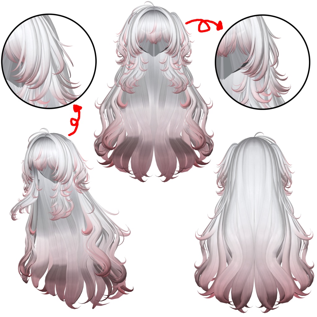 【GLAY Unknown - Lazy Cat Two Side Twin Tail Hair】 - Highlights Color Texture