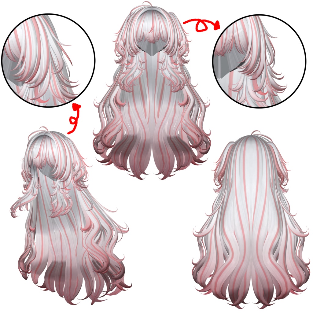 【GLAY Unknown - Lazy Cat Two Side Twin Tail Hair】 - Highlights Color Texture