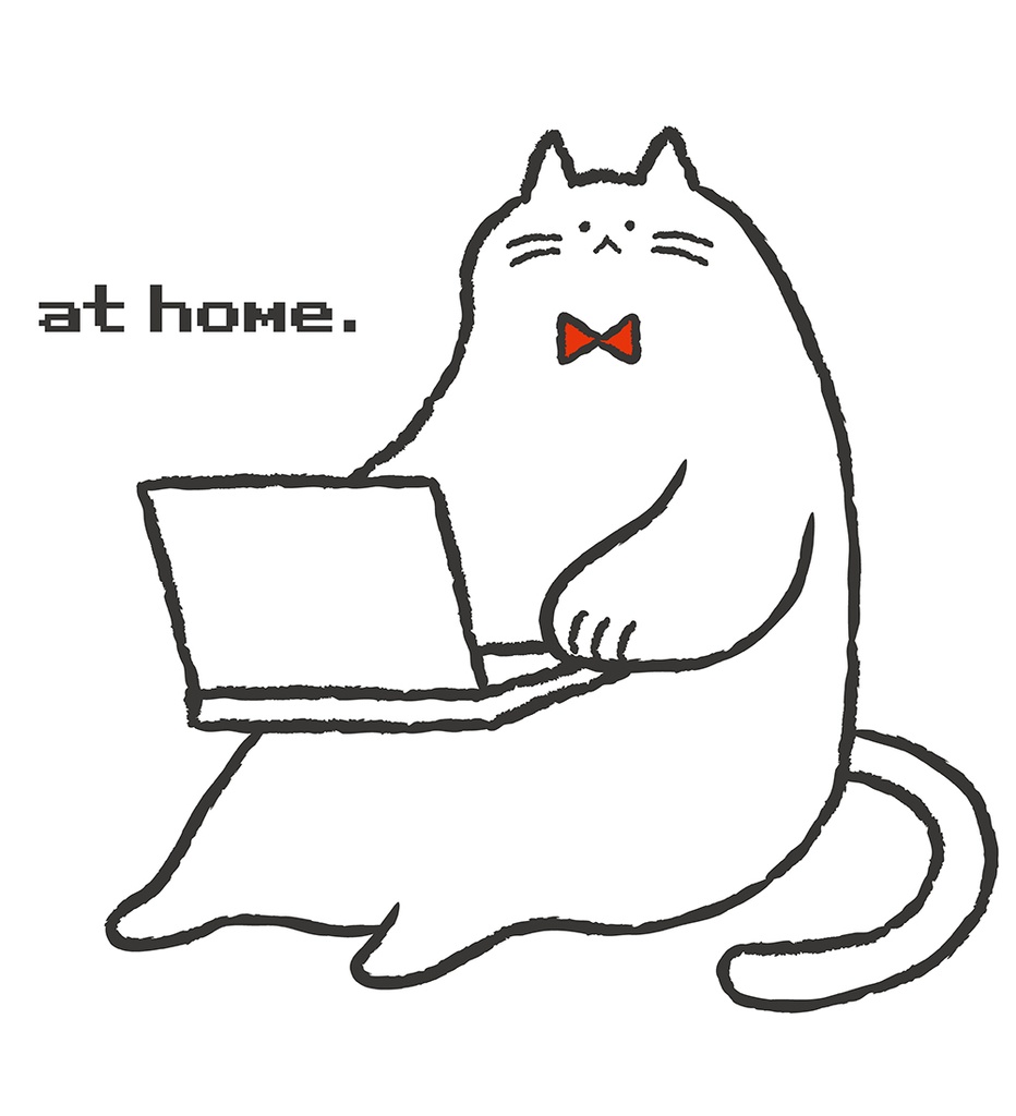 ねこ fat cat at home(ホワイト/柄:大)