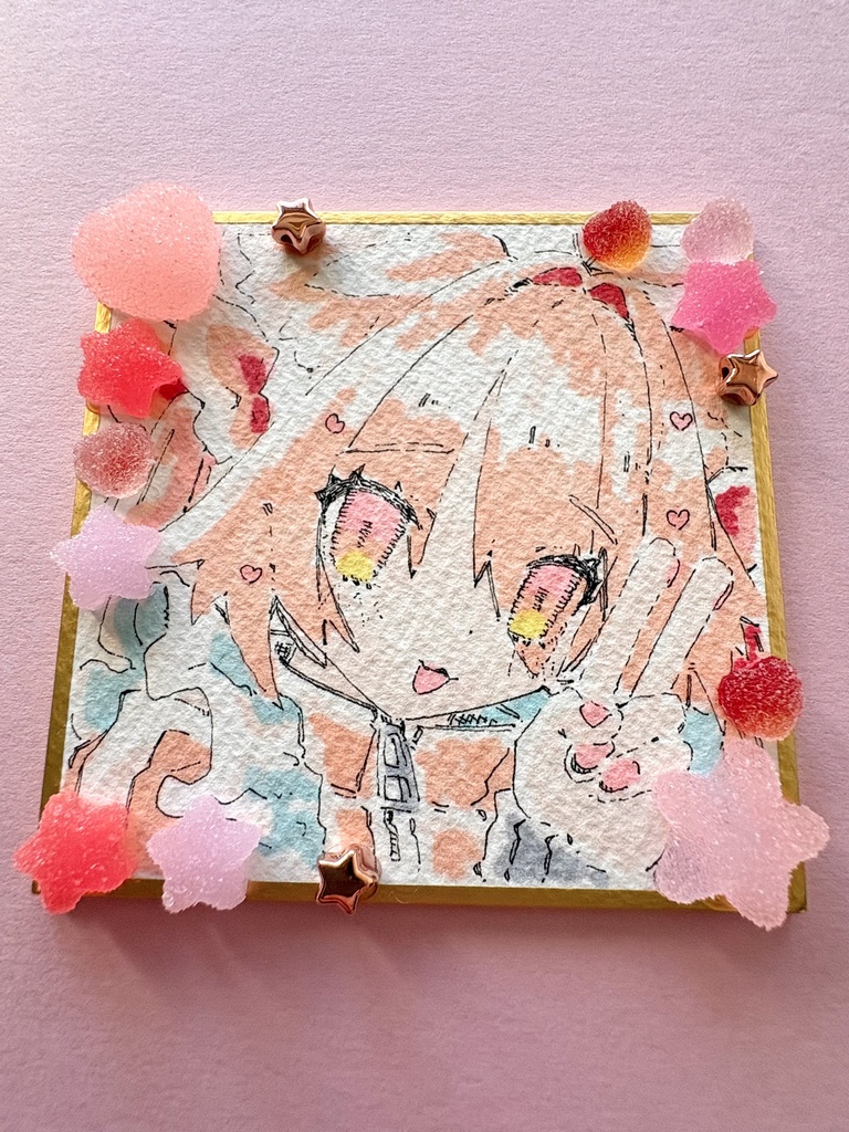 オリジナル手描きデコ豆色紙