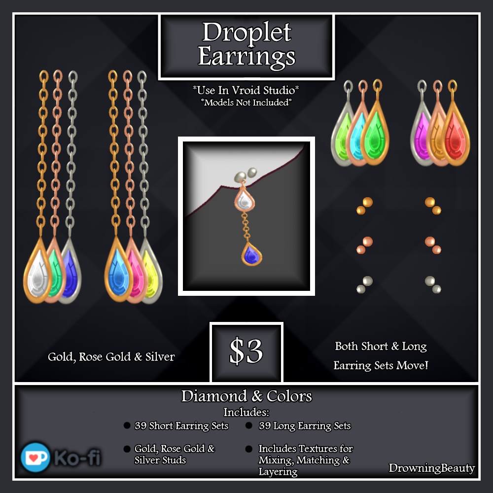Droplet Diamond & Colors Earring Pack