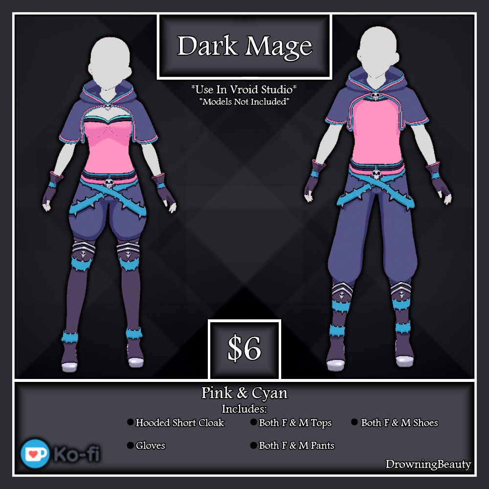 Dark Mage Outfit Pink & Cyan