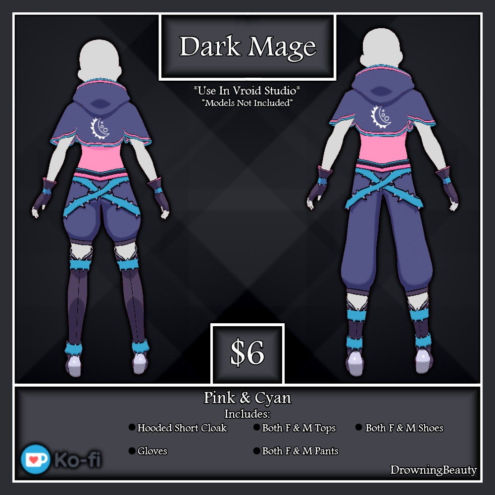 Dark Mage Outfit Pink & Cyan