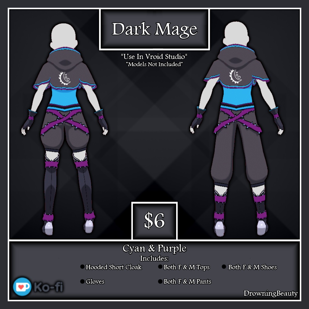 Dark Mage Outfit Cyan & Purple