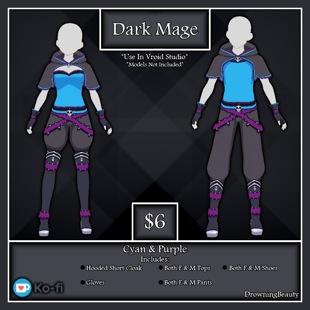 Dark Mage Outfit Cyan & Purple