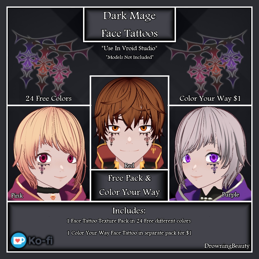 Dark Mage Face Tattoo