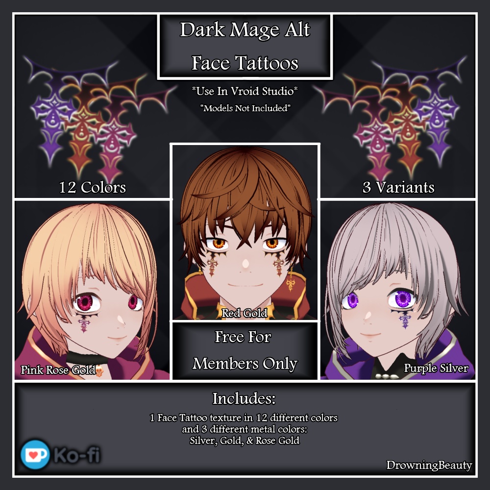 Dark Mage Face Tattoo