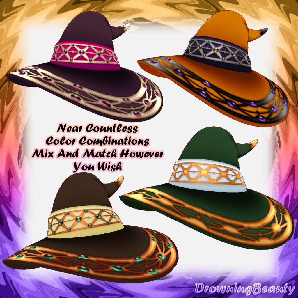 Metal & Gem Deco Witch Hats