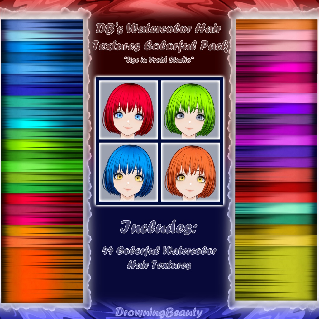 DB's Watercolor Hair Textures Colorful Pack