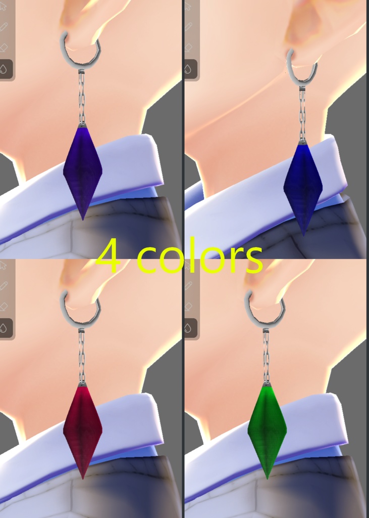 Vroid用　クォーツイヤリング　- Quartz earrings -