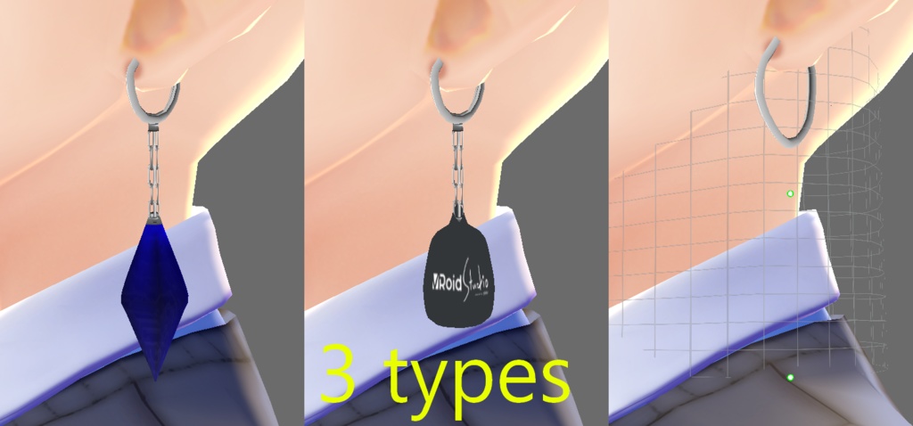 Vroid用 クォーツイヤリング - Quartz earrings -