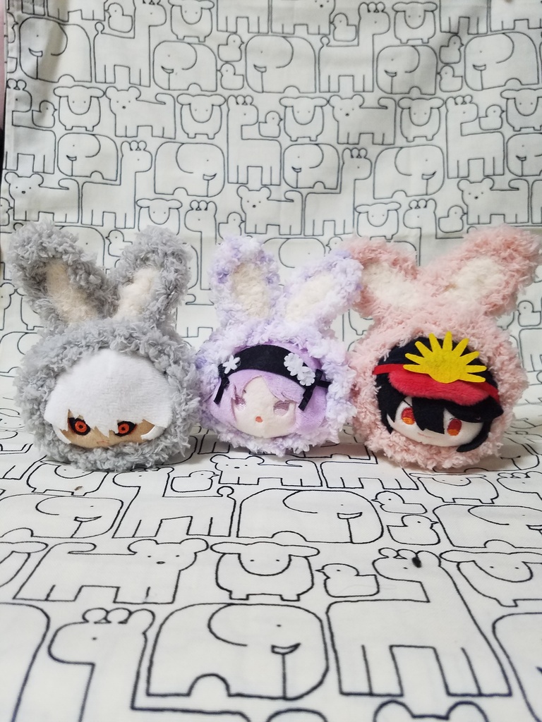 もち用♡ふわもこ着ぐるみ ウサギ(灰・ﾏｰﾌﾞﾙ・ﾋﾟﾝｸ)