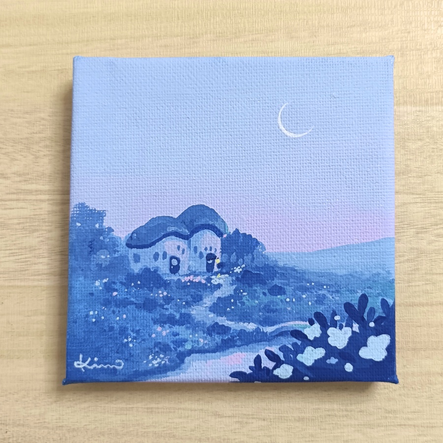 ミニ原画「夜明け前のお家」