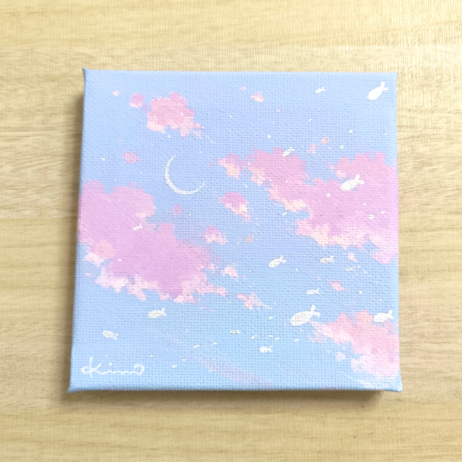 ミニ原画「空を泳ぐ魚」
