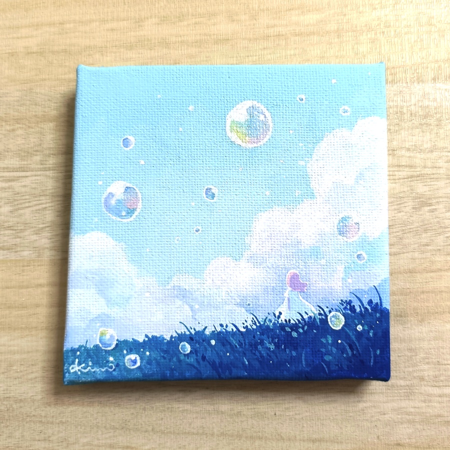 ミニ原画「キラキラの朝露」
