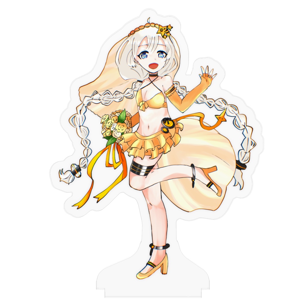 紲星あかり-水着ウエディング-アクリルスタンド100×100mm