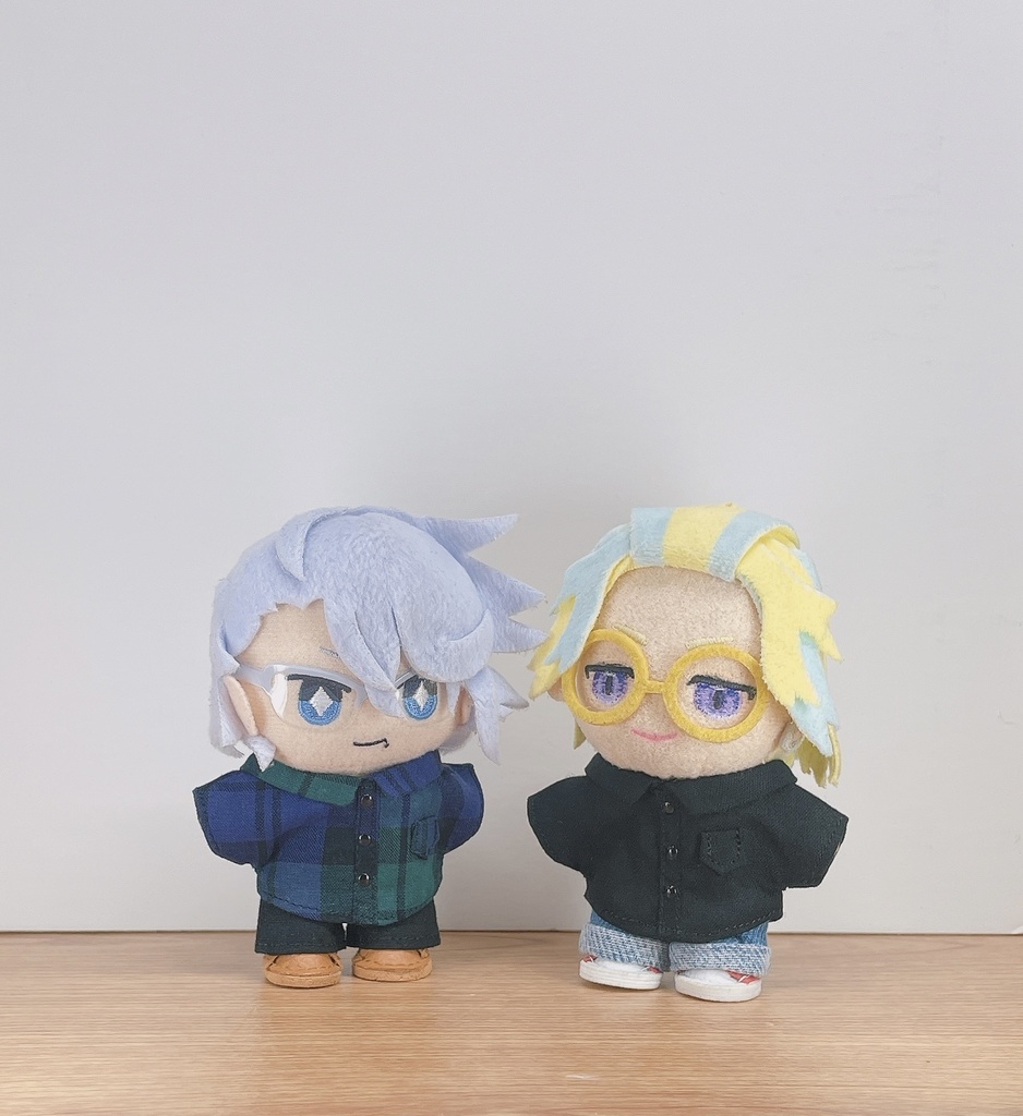 ぬい用シャツ　紫チェック