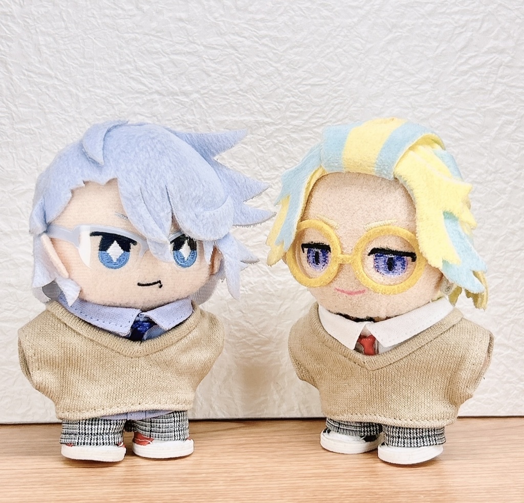 ぬい用灰色チェックスーツセット