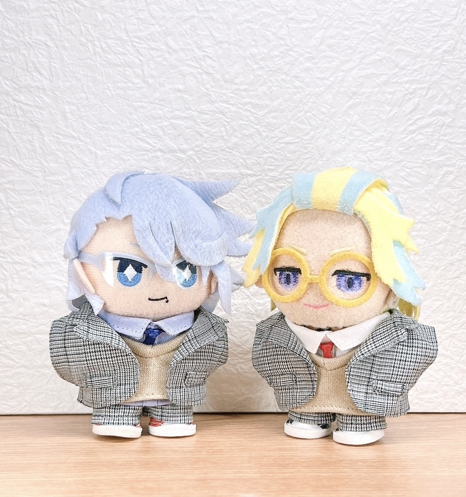 ぬい用灰色チェックスーツセット